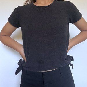 Madewell Black Cotton Tie-Up Top